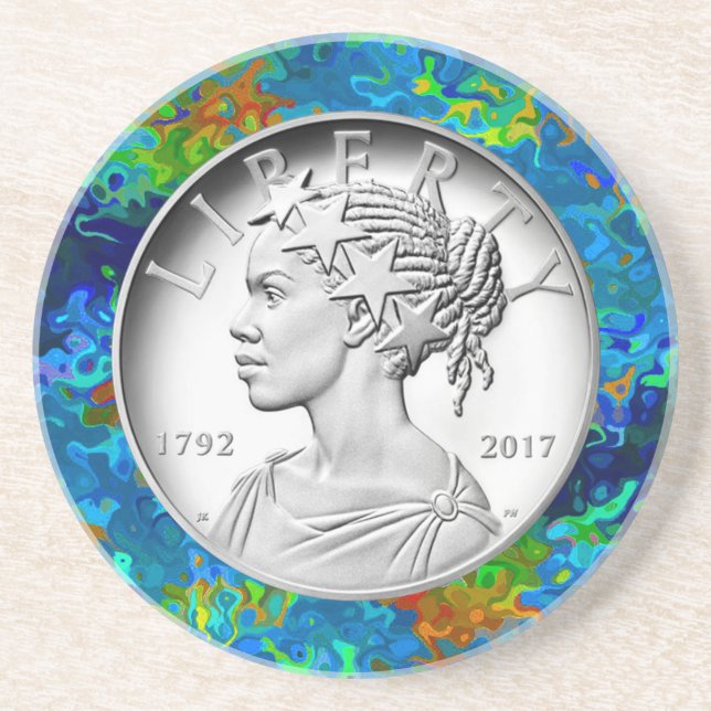 2017 Amerikanische Freiheit 225-jähriges Silber Getränkeuntersetzer (Vorne)