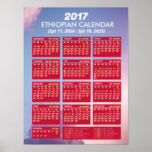 2017 Äthiopischer Kalender - Weltjahr 2024 herunte Poster
