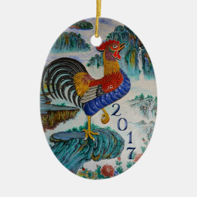 2017 Chinesisches Jahr der Rooster, Fakultatives F Keramikornament (Vorne)