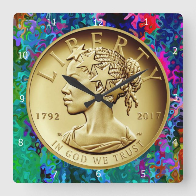 2017 GOLD LADY LIBERTY COIN— QUADRATISCHE WANDUHR (Vorderseite)