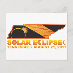 2017 Solar Eclipse Across Tennessee Cities Map Postkarte