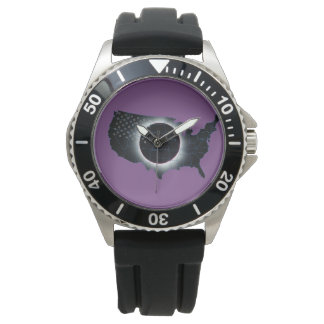 2017 Solar Eclipse Black Rubber Strap Watch Armbanduhr