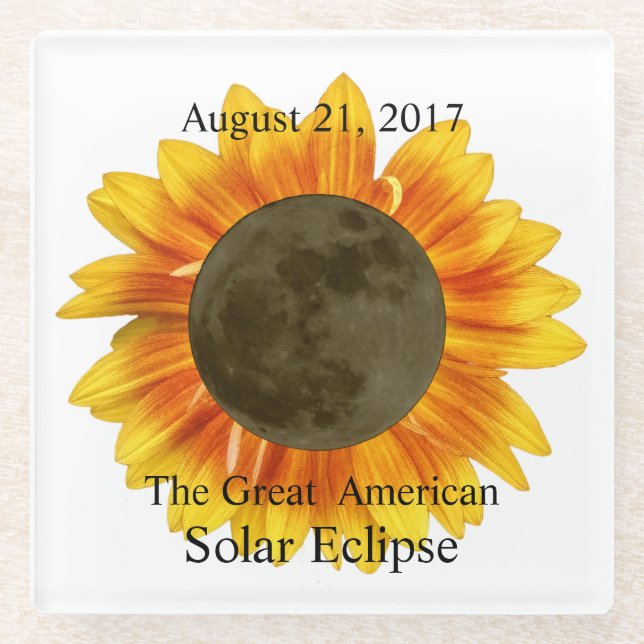 2017 Solar Eclipse Moon und Sonnenblume Glasuntersetzer (Vorderseite)