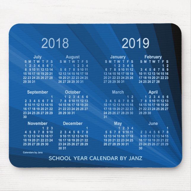 2018-2019 blauer Fan-Schuljahr-Kalender durch Janz Mousepad (Vorne)