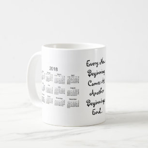 2018-2019 Neubeginn Weißer Kalender von Janz Kaffeetasse