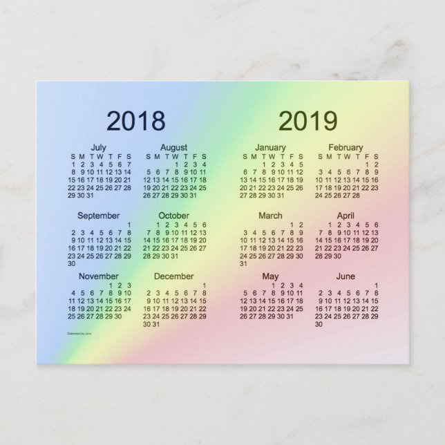 2018-2019 Schuljahr Mini-Kalender von Janz Postkarte (Vorderseite)