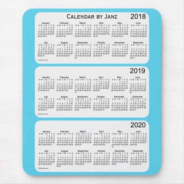 2018-2020 Sky Blue Calendar von Janz Mousepad (Vorne)