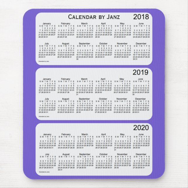 2018-2020 Slate Blue Calendar von Janz Mousepad (Vorne)