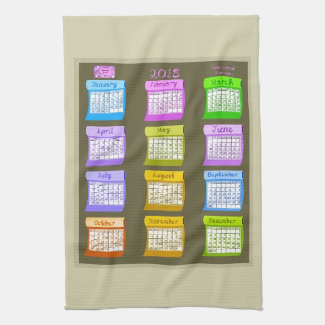 2018 Calendrier Boulons de tissu taupe serviette d (Vertical)
