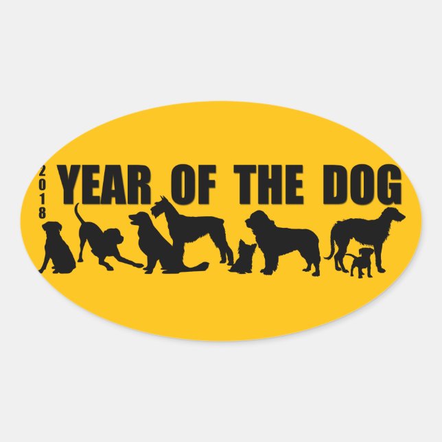 2018 Chinesischer Neujahrsfest des Hundes Oval-Auf Ovaler Aufkleber (Vorderseite)