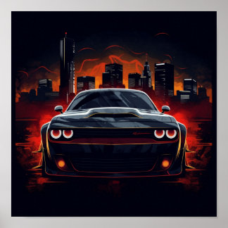 2018 Dodge Challenger SRT Dämonensportwagen Poster