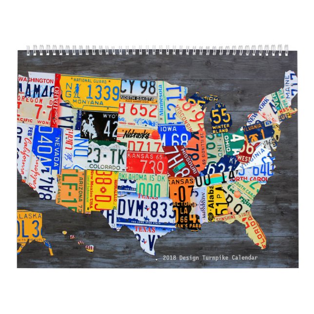 2018 Entwurfturnpike-Lizenz-Teller-Kalender Kalender (Titelbild)