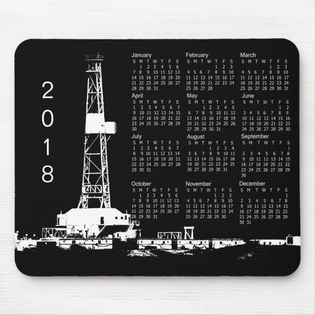 2018 Erdölbohrungs-Anlage-Standort-Kalender Mousepad (Vorne)