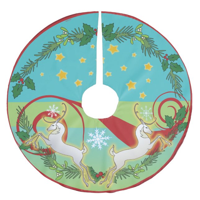 2018 Feiertag Runedeer Weihnachtsbaum-Rock Polyester Weihnachtsbaumdecke (Vorderseite)