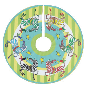 2018 Feiertagzebra-Mehrfarbenbaum-Rock Polyester Weihnachtsbaumdecke