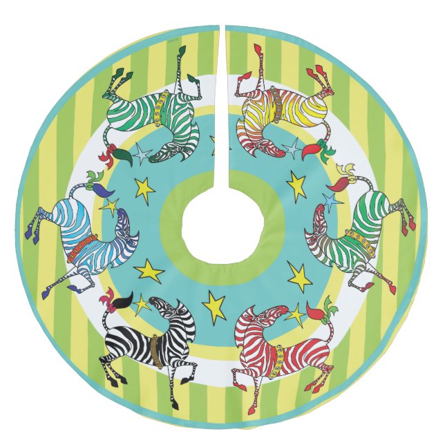 2018 Feiertagzebra-Mehrfarbenbaum-Rock Polyester Weihnachtsbaumdecke (Vorderseite)