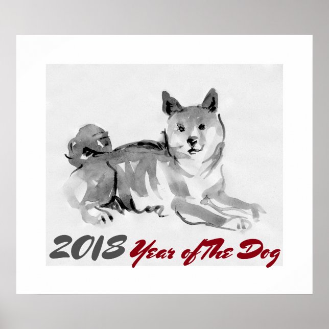 2018 Jahr der Dog-Tinte-Waschlackierung 2 Poster (Vorne)