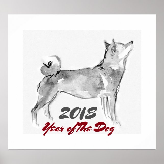 2018 Jahr der Dog-Tinte-Waschlackierung 3 Poster (Vorne)