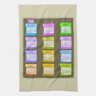 2018 Kalender Bolzen aus Stoff taupe Küchentuch
