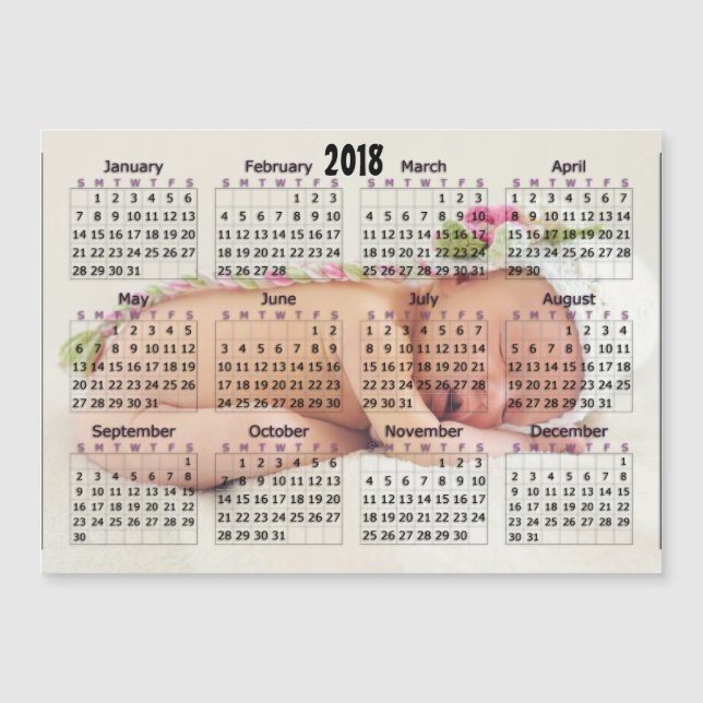 2018 Kalender-magnetisches personalisiertes Foto Magnetkarte (Vorderseite)