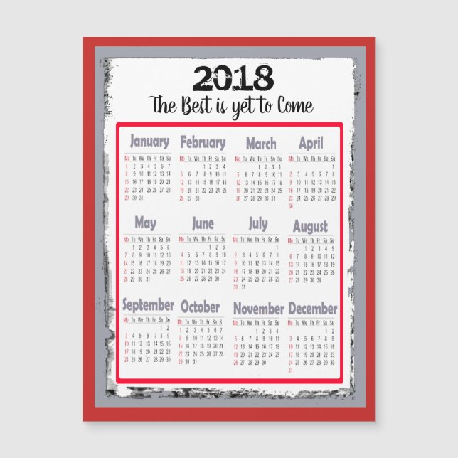 2018 Kalender-Magnetkarte für Ihren Kühlschrank Magnetkarte (Vorderseite)