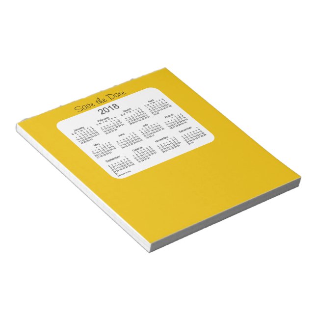 2018 Kalender Save the Date Gold Notepad Notizblock (angewinkelt)