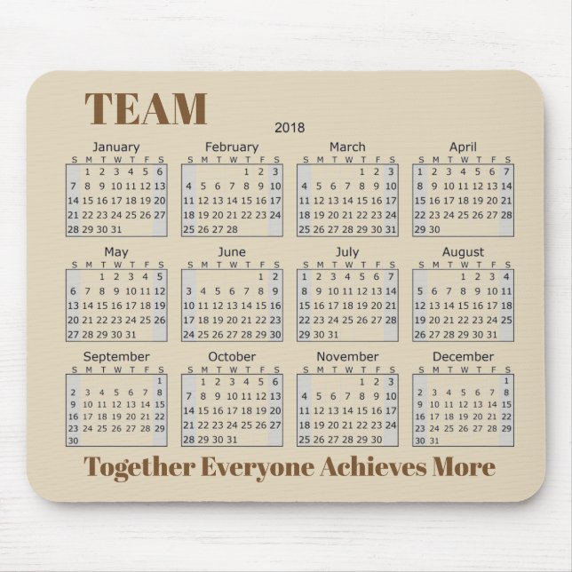 2018 Kalender TEAM Mousepad (Vorne)