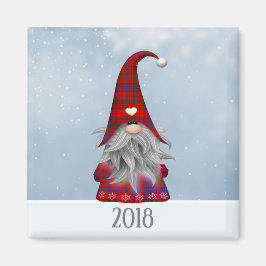 2018 Karierter Weihnachtsgnome in Red & Black Buff Magnet