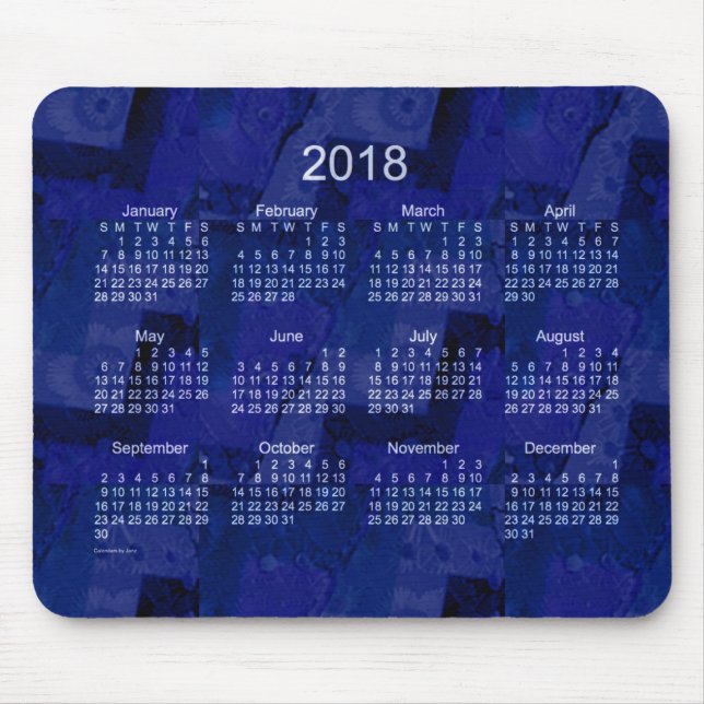 2018 Königsblau-Patchwork-Kalender durch Janz Mousepad (Vorne)