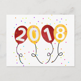 2018 Party-Ballons-Feier zum Glück im neuen Jahr Postkarte