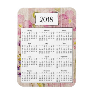 2018 Rustikaler Blumenkalender aus Holz Magnet