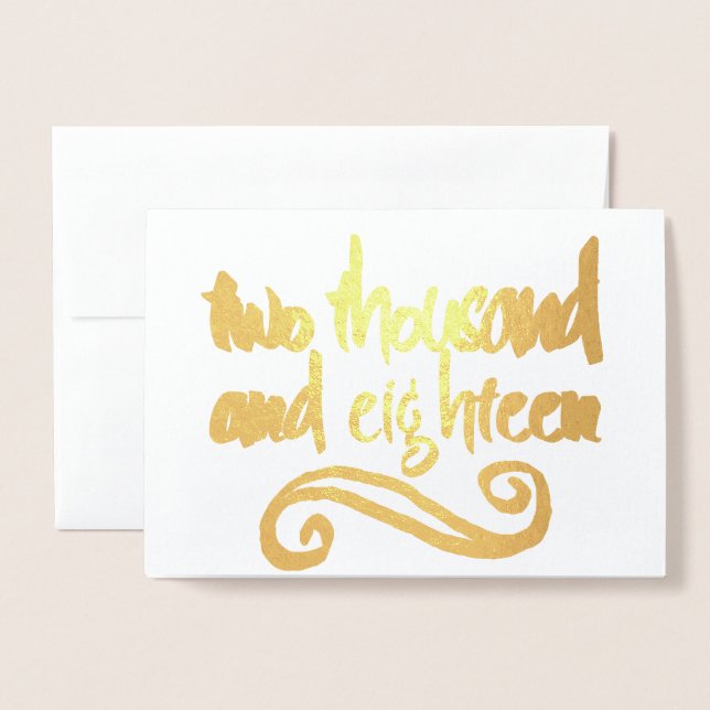 2018 Typografie Gold Folienkarte (Vorderseite mit Umschlag)