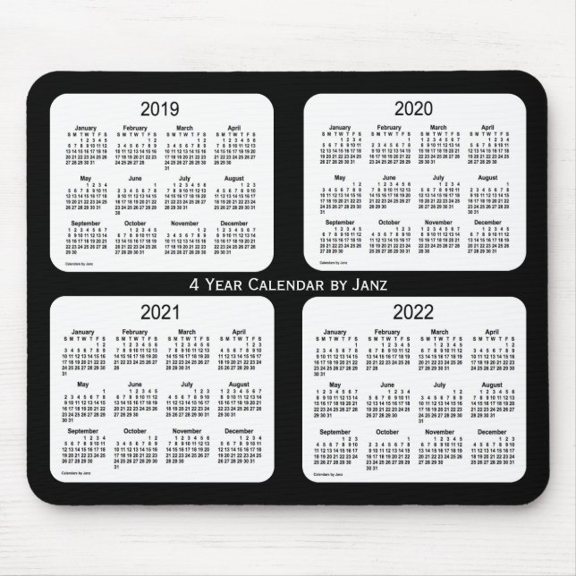 2019-2022 schwarzer 4-jähriger Kalender durch Janz Mousepad (Vorne)