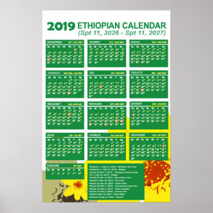 2019 Äthiopisches Neujahr Kalender 2026/2027 Poster