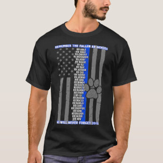 2019 Fallen K9 Memorial Thin Blue Line Familie T-Shirt