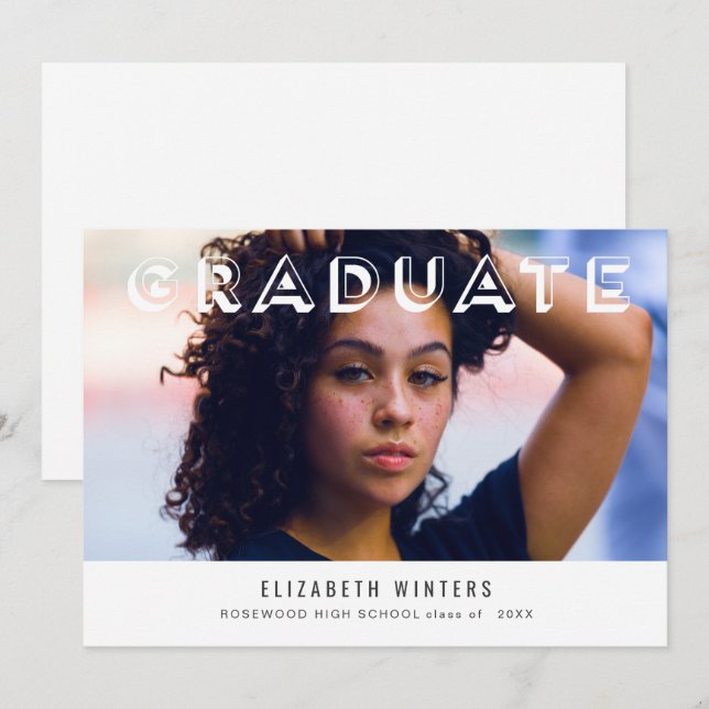 2019 Grad-Ankündigung Fotokarte - Schattenbriefe Einladung (Vorne/Hinten)