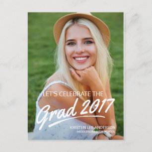 2019 Grad Party Brush Script Foto Einladung