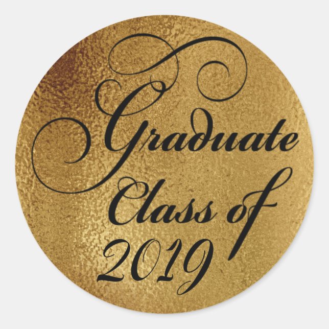2019 Graduate Gold Graduation Party Vielen Dank Runder Aufkleber (Vorderseite)