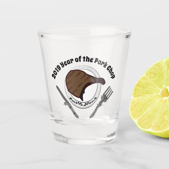 2019 Jahr der Schweinekanne Schnapsglas (Vorderseite)