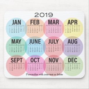 2019 Kalender-bunter Monats-Entwurf Mousepad