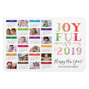 2019 Kalender Foto Collage Happy Neujahr Magnet