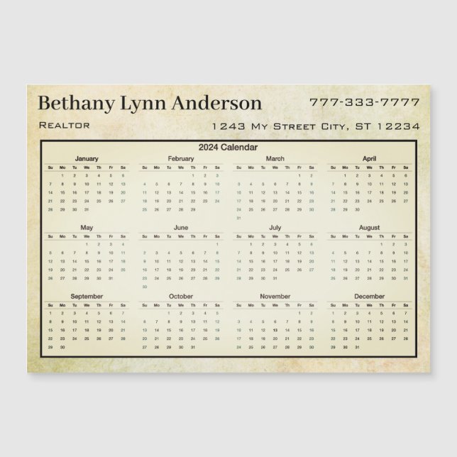 2019 Kalenders Herz Leaf Tree Blumengraben Grün Magnetkarte (Vorderseite)