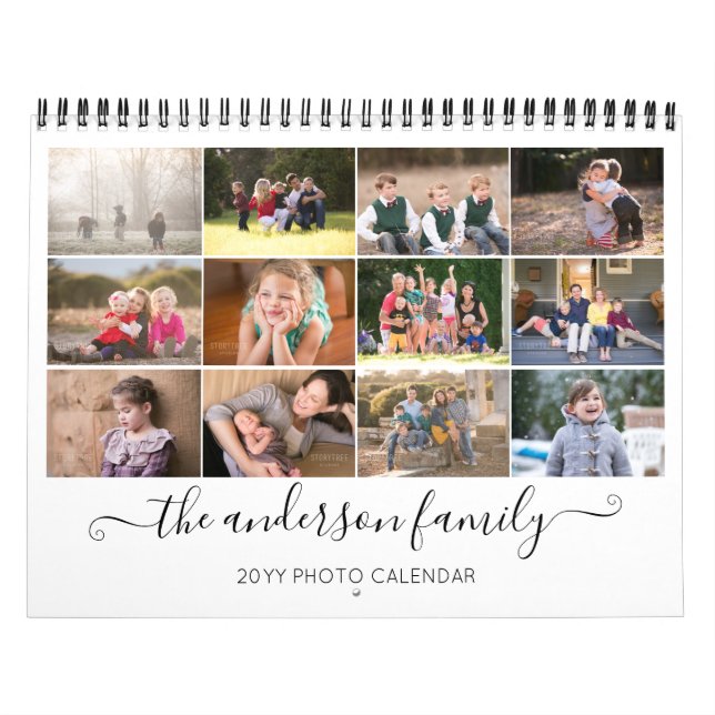 2019 Modernes Rustikales Black Family Script Foto Kalender (Titelbild)