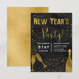 2019 Silvester Party Champagne Brille Einladung