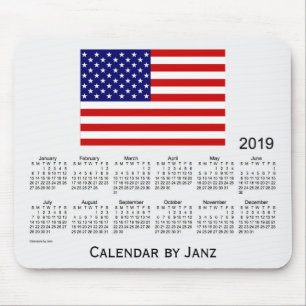 2019 USA-Flaggen-Kalender durch Janz Mausunterlage Mousepad