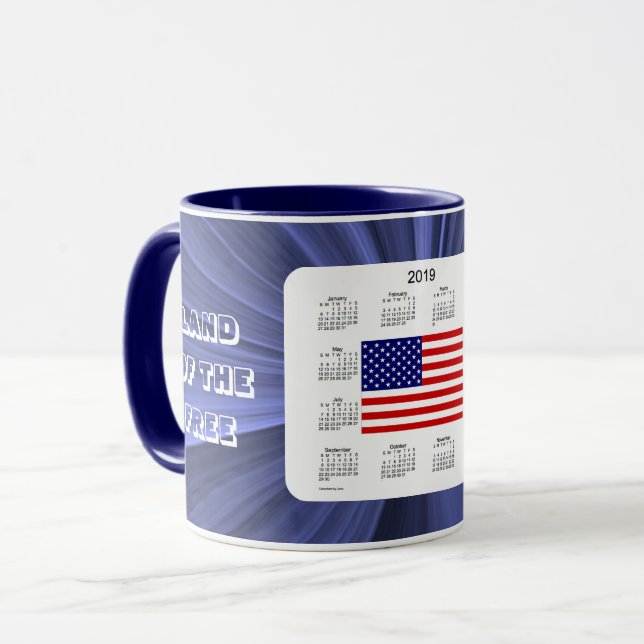 2019 USA-Flaggen-Kalender durch Janz Tasse (Vorderseite Links)