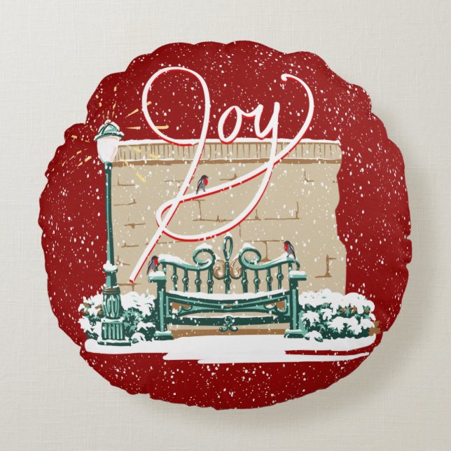 2019 Weihnachts Joy Round Throw Kissen (Vorderseite)