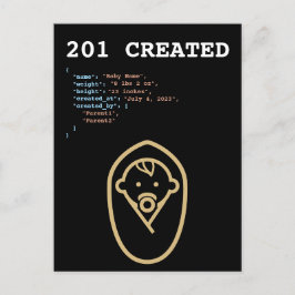 201 Erstellt HTTP Status Baby Geboren Ankündigungspostkarte