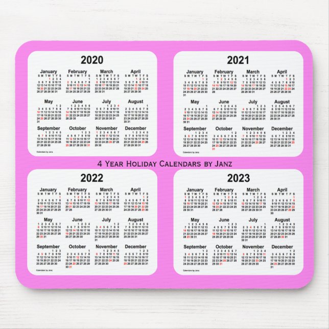 2020-2023 Violet 4 Year Holiday Calendar von Janz Mousepad (Vorne)
