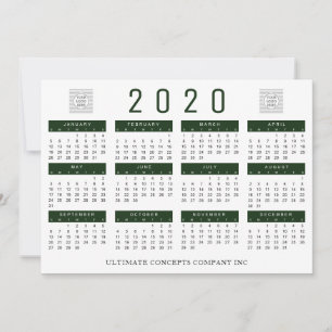 2020 Calendar Company Logo und Name Grün Feiertagskarte